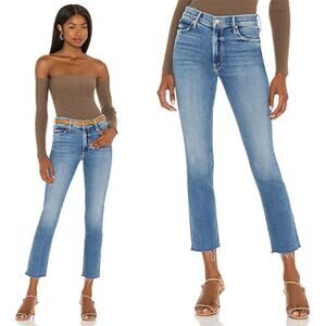 NWT Mother Mid Rise Dazzler Ankle Fray Riding The Cliff Side Jeans Blue Size: 26